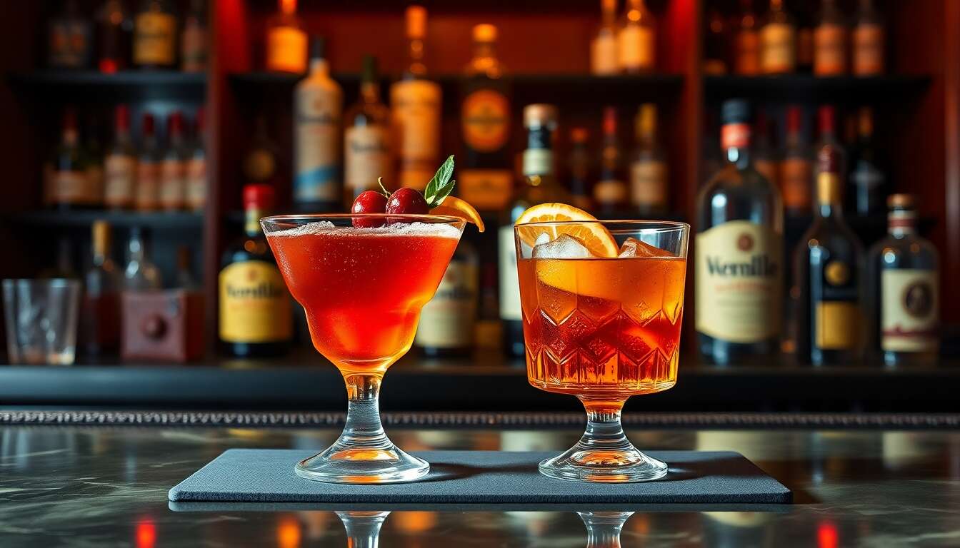 Ingrédients nécessaires pour un manhattan et un old fashioned