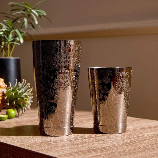 SKY FISH Shaker à Cocktail, Ensemble de 7 Pièces Kit de Barman; (Plaqué Noir).