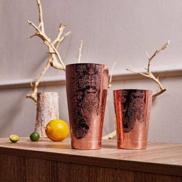 SKY FISH Shaker à Cocktail, Ensemble de 7 Pièces Kit de Barman; (Plaqué Cuivre).