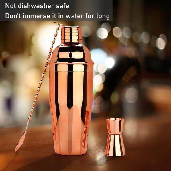 Sovyime Shaker Cocktail 16 Pièces Shaker à Cocktail Professionnel Kit, 750 ML Kit Cocktail Ensemble Cadeau Kit Barman avec Support en Bambou (Or Rose)