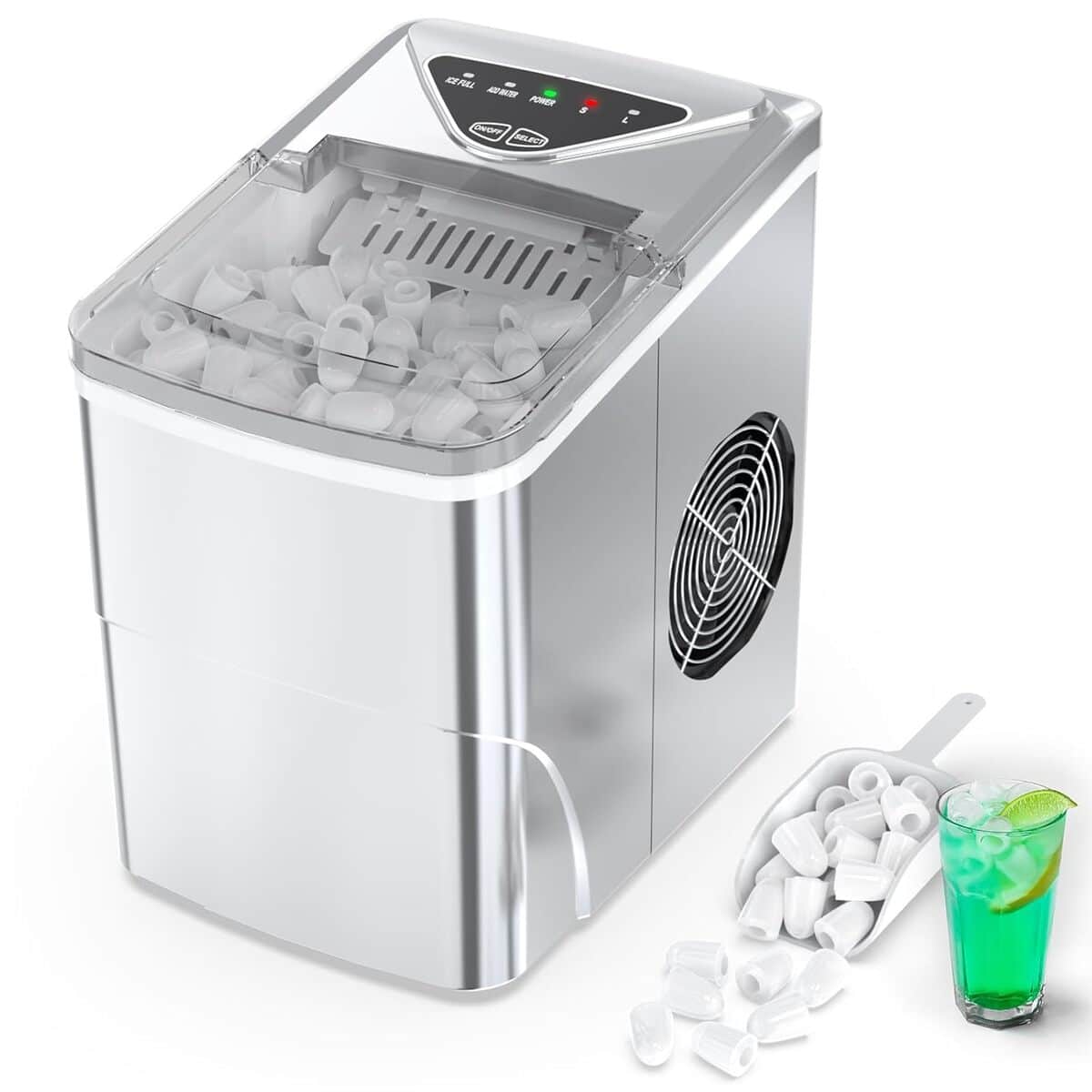 Machine à Glaçons SENYA Ice Cool 12kg/24H - Argent 120W Avec Réservoir 1,6L